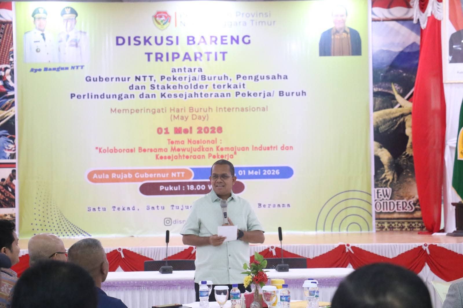 Pentingnya Kontrak Kerja Mengemuka dalam Diskusi Hari Buruh, Gubernur NTT Ajak Pekerja Naik Kelas Menjadi Pengusaha