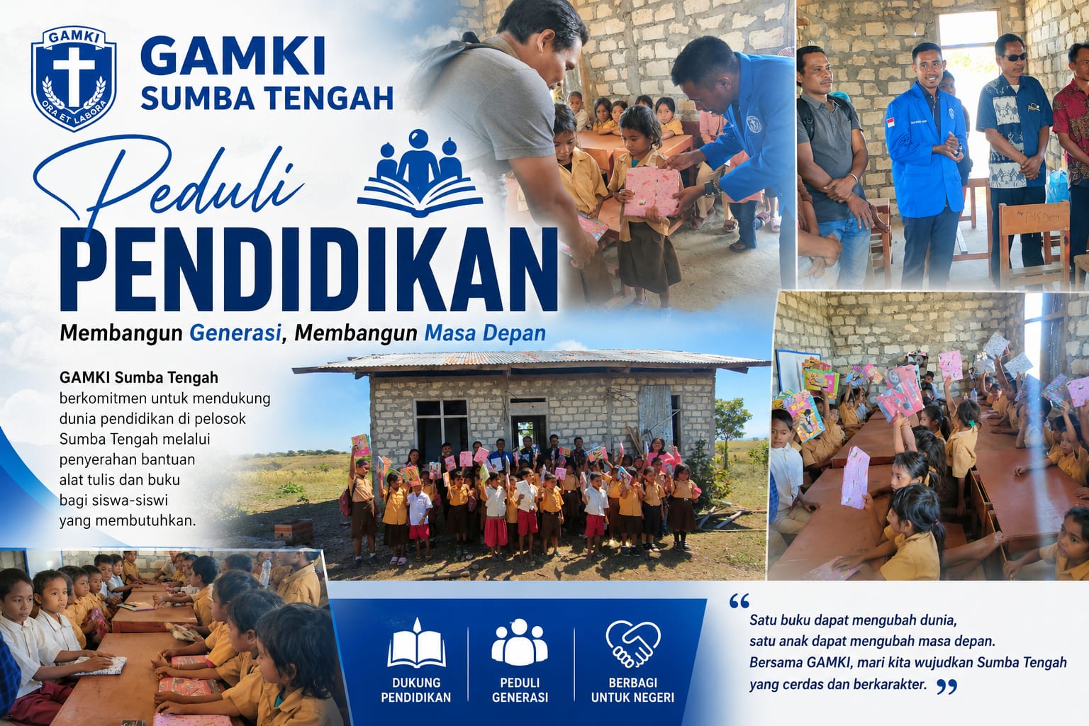 Peduli Pendidikan, GAMKI Sumba Tengah Bagikan Buku dan Alat Tulis di Kelas Jauh SDN Paraiwunga