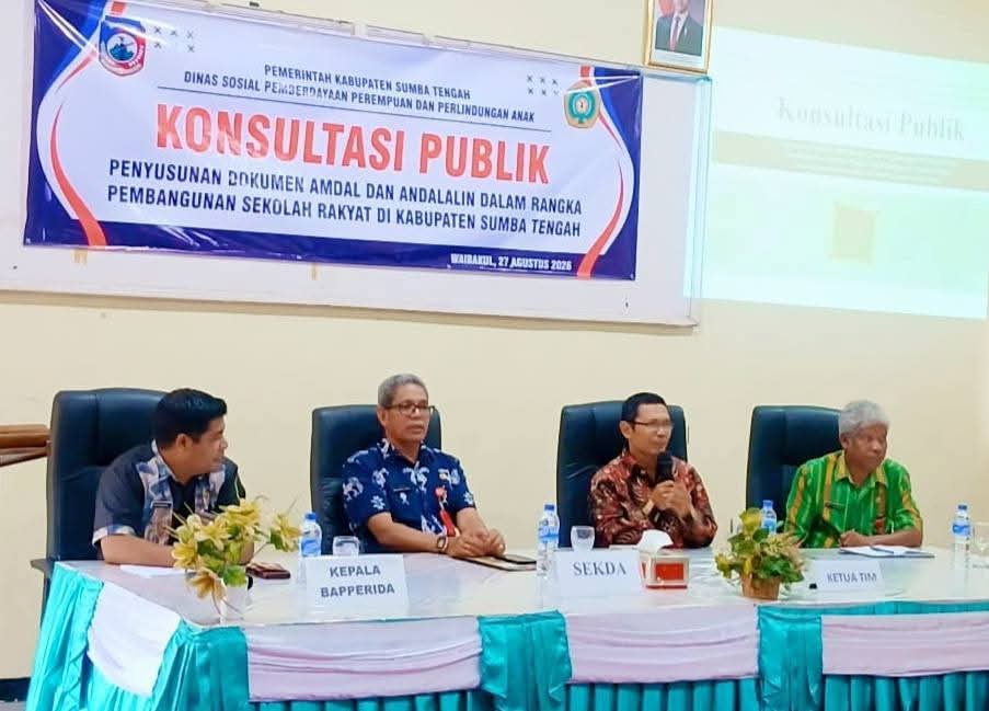 Sekda Sumba Tengah Buka Konsultasi Publik Penyusunan Dokumen AMDAL dan Andalin Pembangunan Sekolah Rakyat